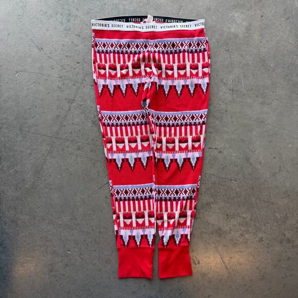 Vintage Pants - Vintage Y2k Victoria's Secret Christmas Festive Knit Jogger Pajama Pants Large